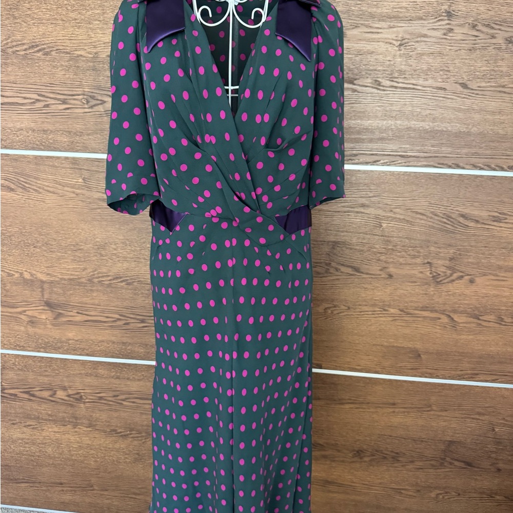 Rare Vintage Moschino Silk Polka Dot Retro Dress sz 12 - Picture 6 of 16